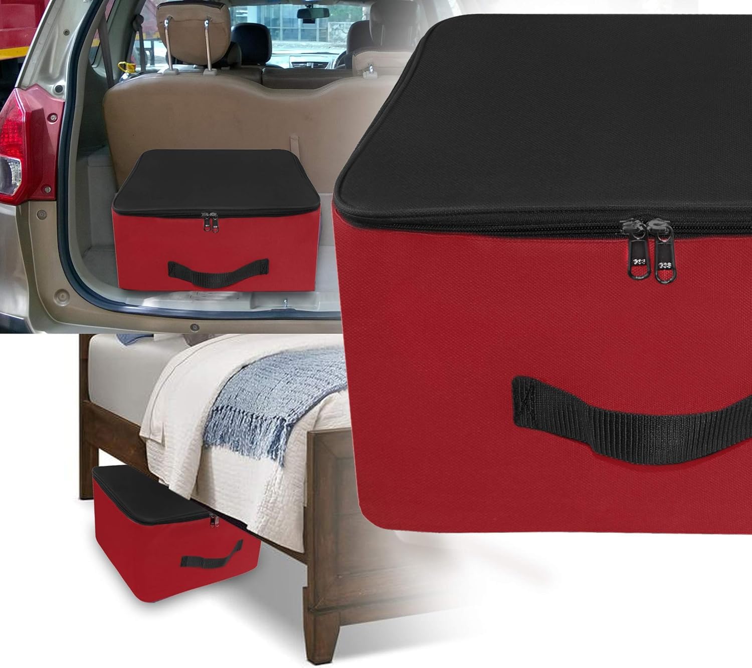 Storite 5 Pack Nylon Underbed Moisture Proof Wardrobe Organizer Storage Bag For Clothes With Zipper Closure And Handle Square -